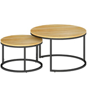 Set of Two Nesting Side Tables with Wood Effect Finish Ideal for Living Room, Natural