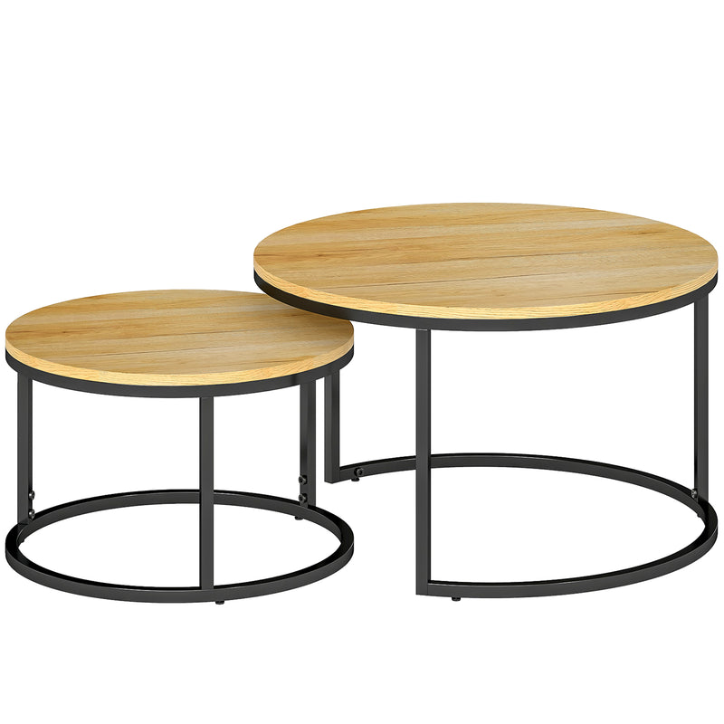 Set of Two Nesting Side Tables with Wood Effect Finish Ideal for Living Room, Natural