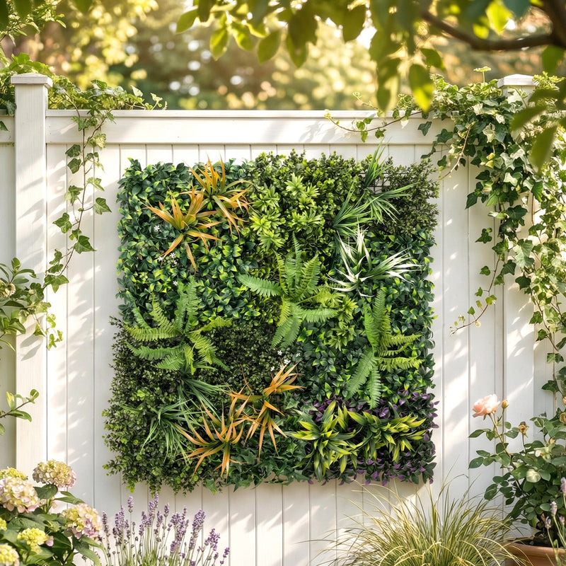 Artificial Hedge Panel for Garden Privacy and Low Maintenance Greenery 100 x 100 cm Green Outsunny