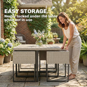 7-Piece Rattan Garden Dining Set with 6 Cushioned Chairs and Large Dining Table — Grey or Brown Outsunny