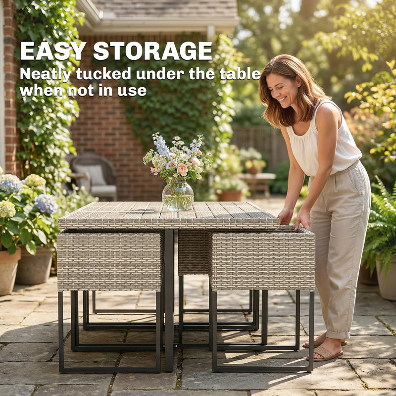 7-Piece Rattan Garden Dining Set with 6 Cushioned Chairs and Large Dining Table — Grey or Brown Outsunny