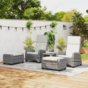 Grey 5 Piece Rattan Garden Lounger Set With Cushions by Outsunny