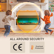 1800W Glass Panel Convector Heater with Adjustable Flame and Thermostat 152cm by Homcom