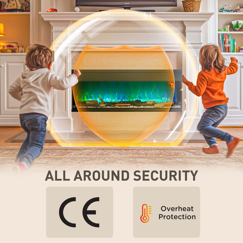 1800W Glass Panel Convector Heater with Adjustable Flame and Thermostat 152cm by Homcom