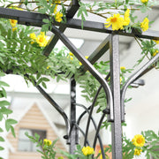 Metal Garden Arch with Trellis Sides for Climbing Plants and Outdoor Decor Dark Grey Outsunny