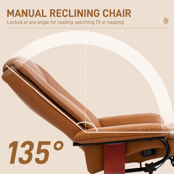 Brown Faux Leather Executive Recliner Chair with Padded Armrests For Home or Office by HOMCOM