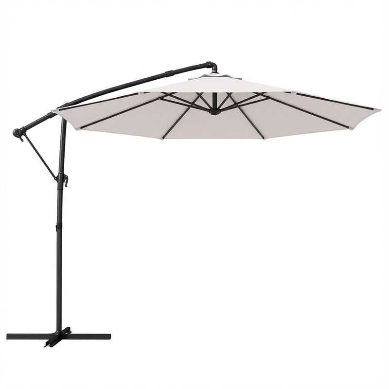 Cantilever Garden Parasol with Adjustable UPF 30+ UV Protection Shade and Protective Cover, (3m) Cream White