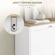 White Narrow Shoe Cabinet with Flip Drawers and Adjustable Shelves for Hallway Storage AOSOM