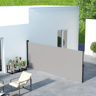 Light Grey Retractable Side Awning 400 x 180cm for Garden Balcony Pool Privacy by Outsunny