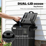 Outdoor Rubbish and Recycling Bin 110L with Snap-Lock Lid and Drip Tray Black Outsunny