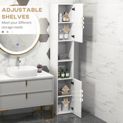 Tall Freestanding Bathroom Storage Cabinet With Adjustable Shelves And Doors, White