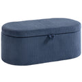 Ottoman Storage Bench with Hidden Compartment and Padded Seat for Living Room Blue AOSOM