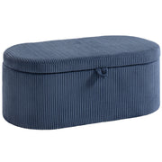 Ottoman Storage Bench with Hidden Compartment and Padded Seat for Living Room Blue AOSOM