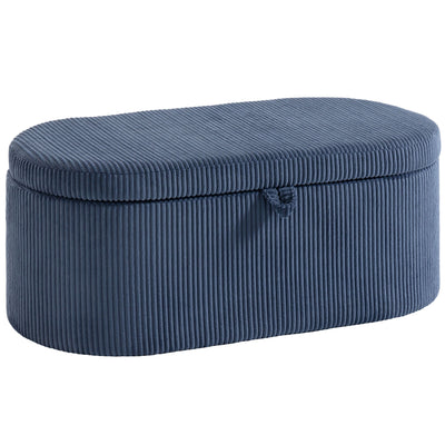 Ottoman Storage Bench with Hidden Compartment and Padded Seat for Living Room Blue AOSOM