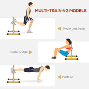 Adjustable Bulgarian Split Squat Stand With Foam Roller For Leg Workouts Yellow AOSOM