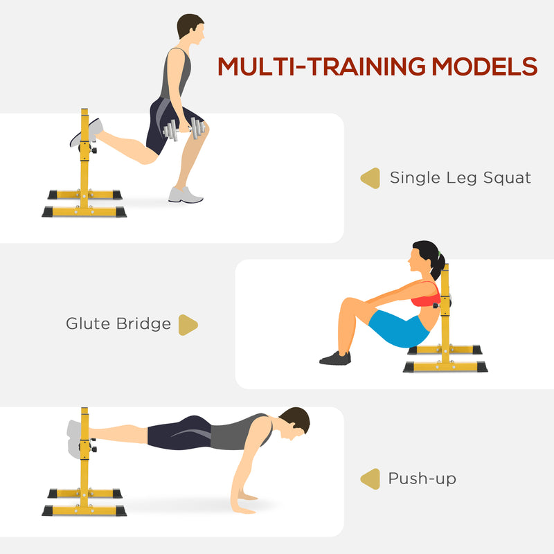 Adjustable Bulgarian Split Squat Stand With Foam Roller For Leg Workouts Yellow AOSOM