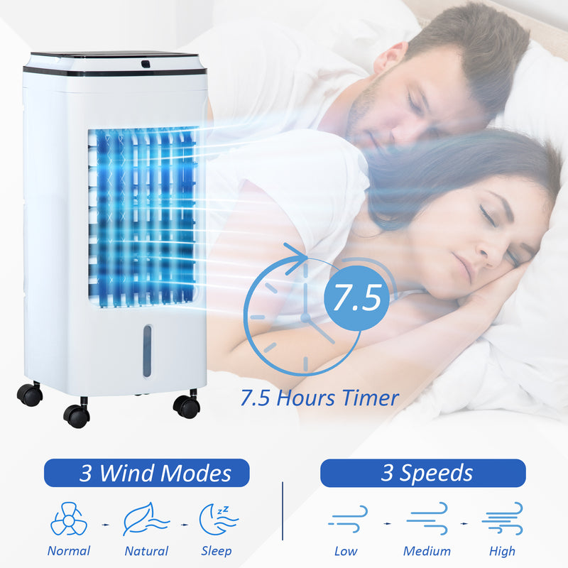 3 in 1 Portable Air Cooler with Timer Remote and 4L Water Tank for Home Use, White