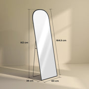 Black 165cm Full Length Standing Mirror With Aluminium Frame For Bedroom Or Hallway