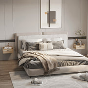 Wall Mounted Floating Bedside Tables Set of 2 with Storage Drawers for Bedroom Use, Natural