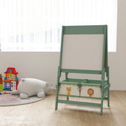 Double Sided Kids Art Easel With Paper Roll And Storage Boxes For Ages 3 to 8, Green