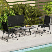 4 Piece Rattan Patio Furniture Set with Cushions Black by Outsunny