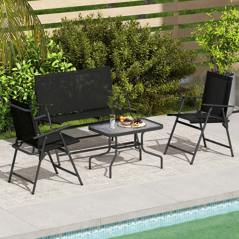 4 Piece Rattan Patio Furniture Set with Cushions Black by Outsunny