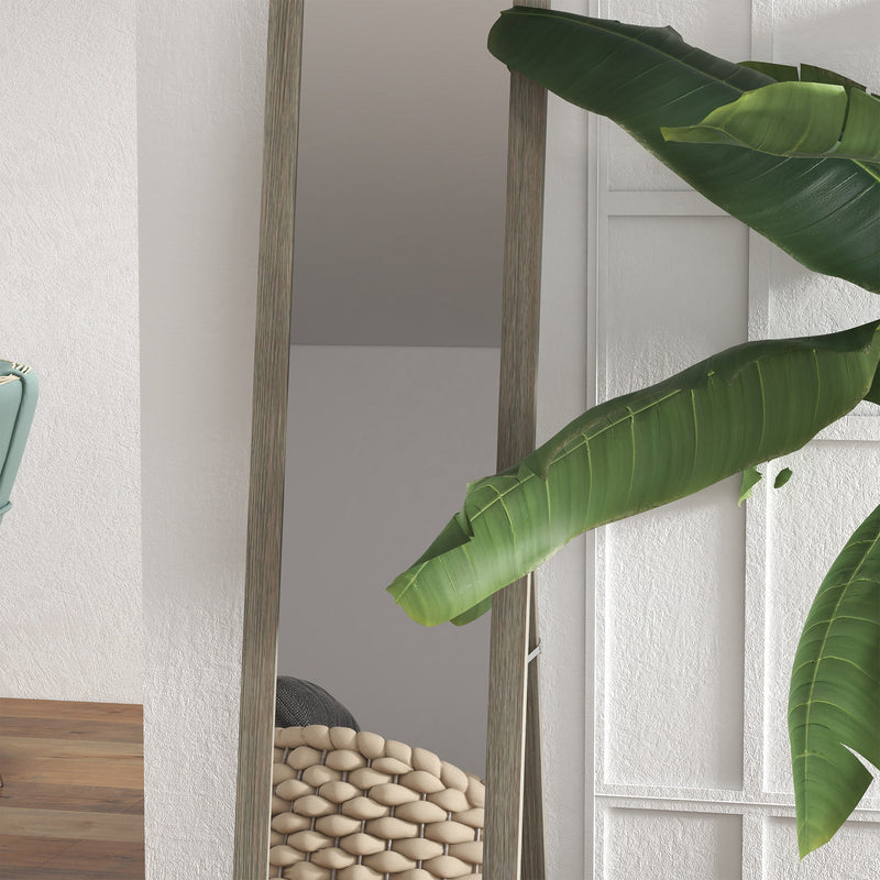 Full Length Bedroom Mirror with Stand or Wall Mount and Shatter Resistant Glass Grey AOSOM