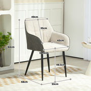 Cream White Upholstered Dining Chair with Chenille Front and PU Back by HOMCOM