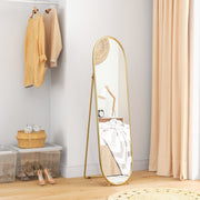Full Length Two Way Curved Mirror Freestanding for Bedroom or Hallway, Gold Tone