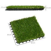 10 Piece Artificial Grass Turf Set 25mm Pile Height Ideal for Outdoors, Green AOSOM