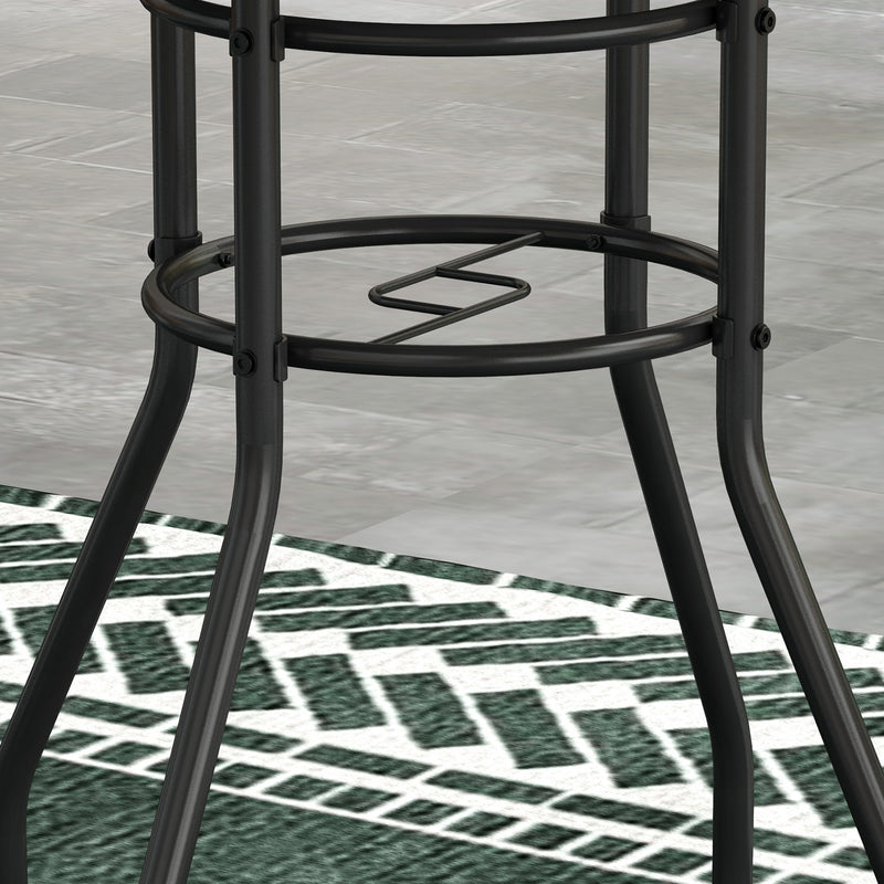 Round Brown Garden Table with Tempered Glass Top Ideal for Patios and Outdoor Dining