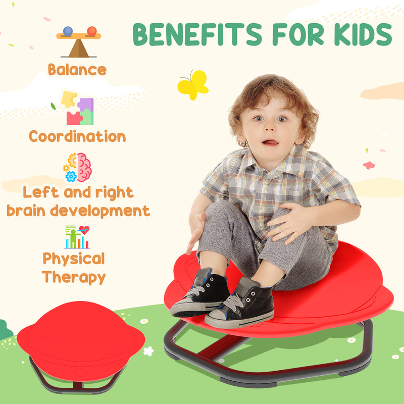 Kids Sensory Spinning Swivel Chair for Balance and Coordination Training Red AOSOM