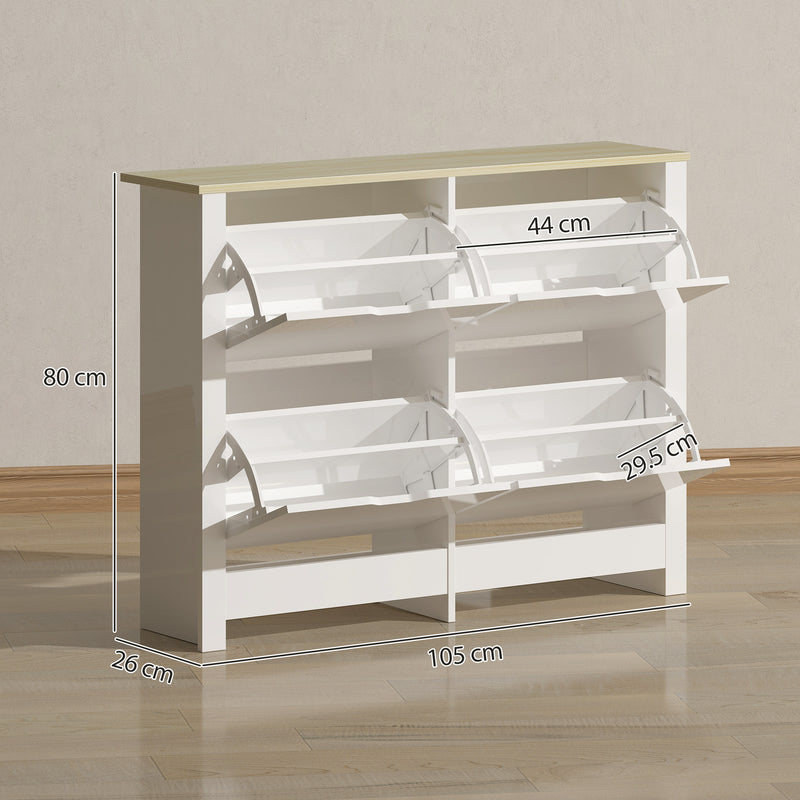 Shoe Cabinet for Hallway Storage Holds 16 Pairs Slim Design for Small Spaces White AOSOM