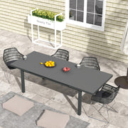 Charcoal Grey 6 to 8 Seater Aluminium Rectangular Garden Table Extending Patio Dining Furniture