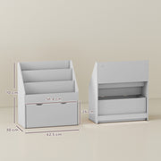 Kids Bookcase with Shelves and Drawer for Bedroom or Playroom Storage Grey