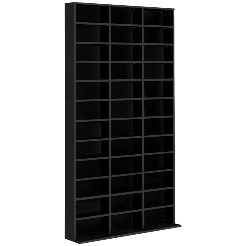 CD Storage Shelf Black Adjustable Height 33 Compartments for DVDs Books Living Room Office 1116 102x24x195cm Homcom