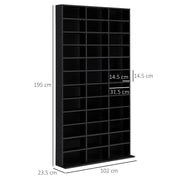 CD Storage Shelf Black Adjustable Height 33 Compartments for DVDs Books Living Room Office 1116 102x24x195cm Homcom