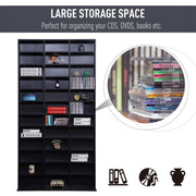CD Storage Shelf Black Adjustable Height 33 Compartments for DVDs Books Living Room Office 1116 102x24x195cm Homcom