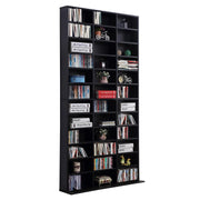 CD Storage Shelf Black Adjustable Height 33 Compartments for DVDs Books Living Room Office 1116 102x24x195cm Homcom