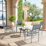 Garden Dining Chair Set of 4 Stackable Rattan Effect with Armrests Light Grey Outsunny