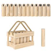 Wooden Molkky Skittles Game With Carry Box For Outdoor Garden Party Fun Natural AOSOM