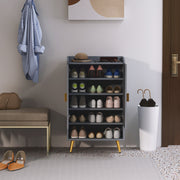 Light Grey Shoe Cabinet with Adjustable Shelves Holds 15 Pairs Ideal for Hallway Storage