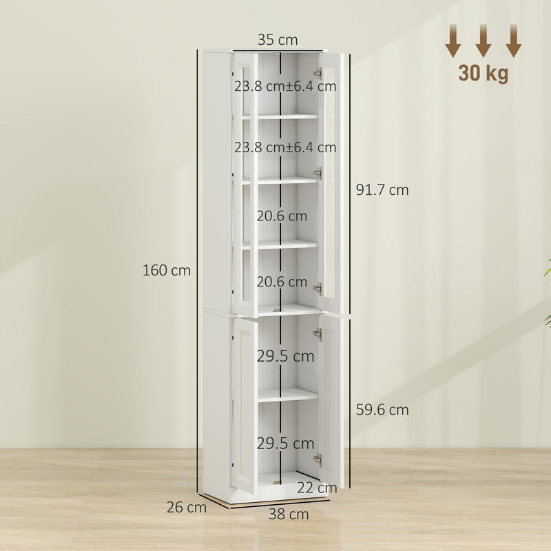 Bathroom Floor Cabinet Slim Storage for Small Spaces with Adjustable Shelf White