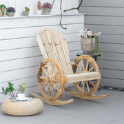 Natural Wooden Adirondack Rocking Chair Set of 2 for Garden Patio or Porch Lounging Comfort