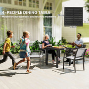 Square Garden Dining Table for 4 with Aluminium Legs Ideal for Patio or Balcony Black Outsunny