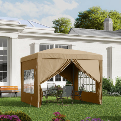 Khaki 3x3m Pop Up Gazebo Waterproof Outdoor Shelter With Carry Bag by Outsunny