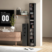 Tall Black CD Storage Tower Holds 204 Discs Slim Media Shelf Unit by HOMCOM