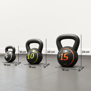 Three Piece Kettlebell Weight Set With Storage Tray For Home Fitness Training Grey AOSOM