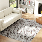 Large Non Slip Washable Chenille Area Rug With Triangle Pattern For Living Room Brown