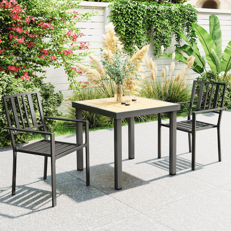Set of 2 Black Metal Garden Chairs With Minimalist Design for Patio or Balcony Use